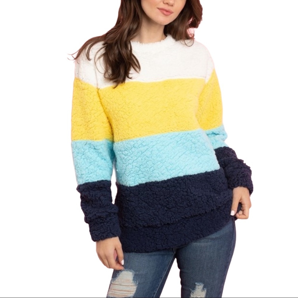 Color Block Fuzzy Warm Sweater